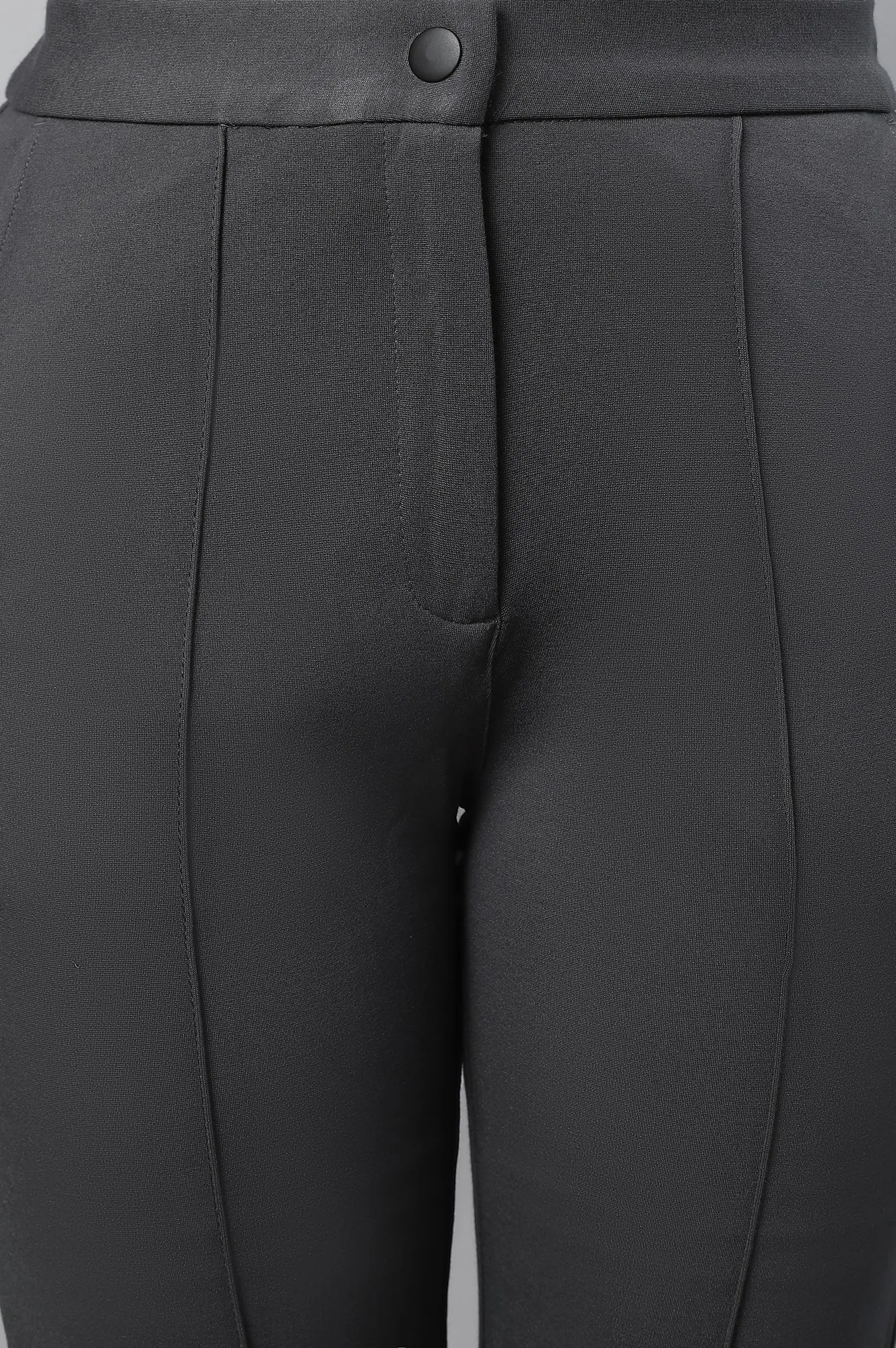 Grey Solid Pintuck Trousers