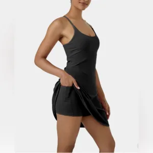 Halara Backless Cut Out Adjustable Strap 2-in-1 Pocket Cool Touch Active dress M
