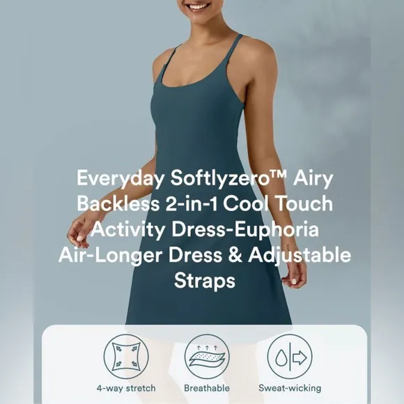 Halara Backless Cut Out Adjustable Strap 2-in-1 Pocket Cool Touch Active dress M