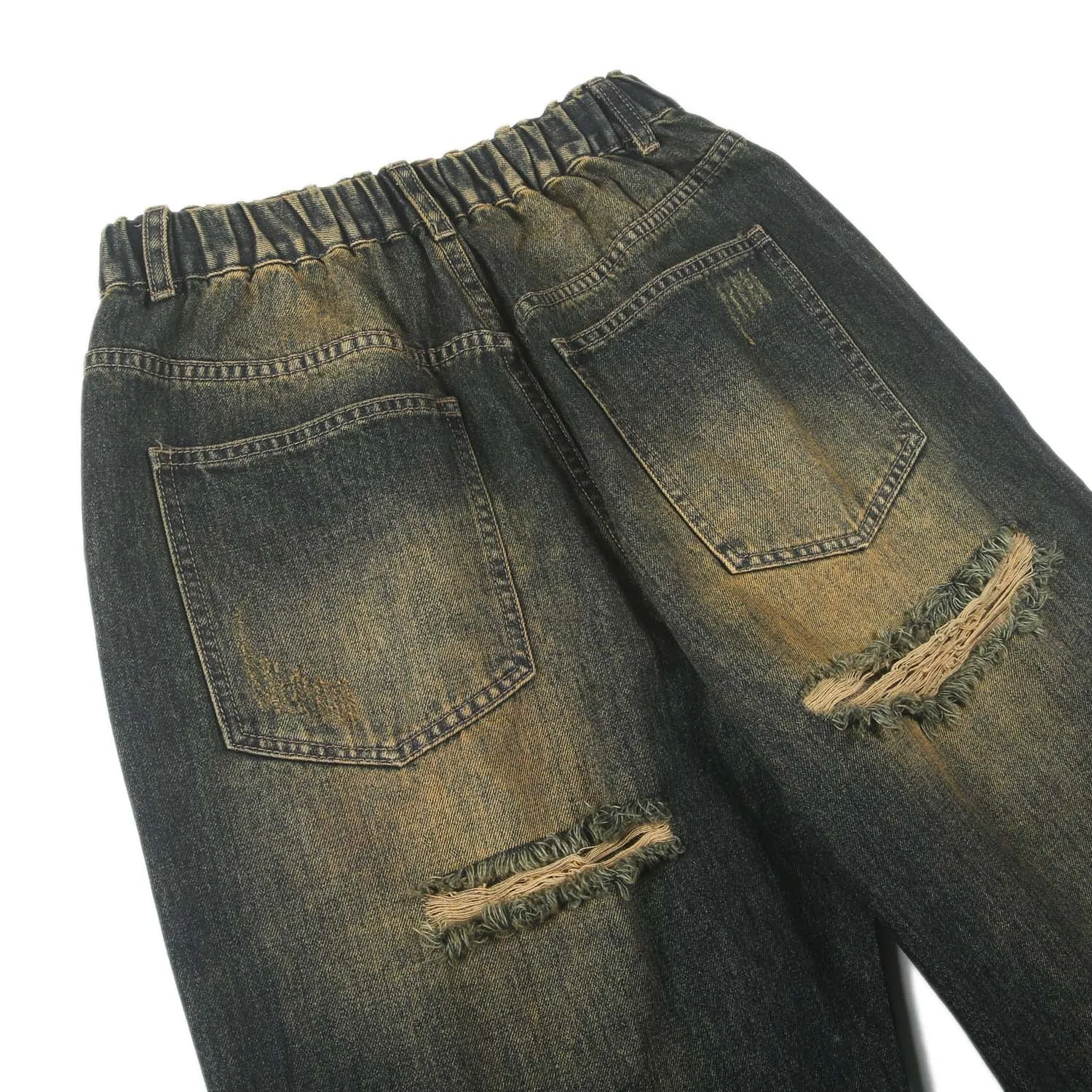 Heavy Wash Ripped Baggy Jeans