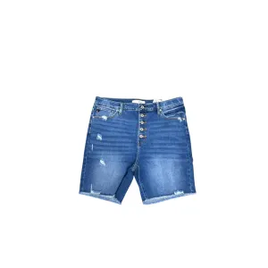 High Rise Button Down Skinny Shorts