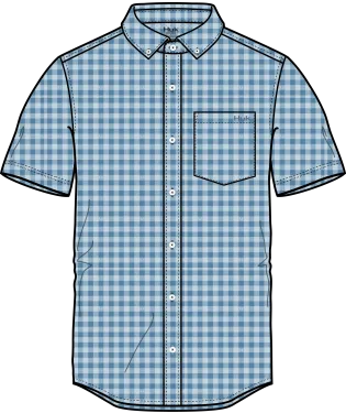 HUK TEASER GINGHAM SHORT SLEEVE - BLUE FOG