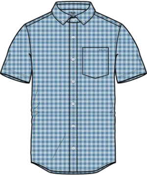HUK TEASER GINGHAM SHORT SLEEVE - BLUE FOG