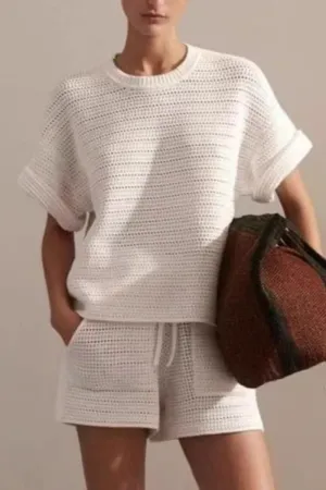 HUZ1247 Crochet Knit Lounge Set