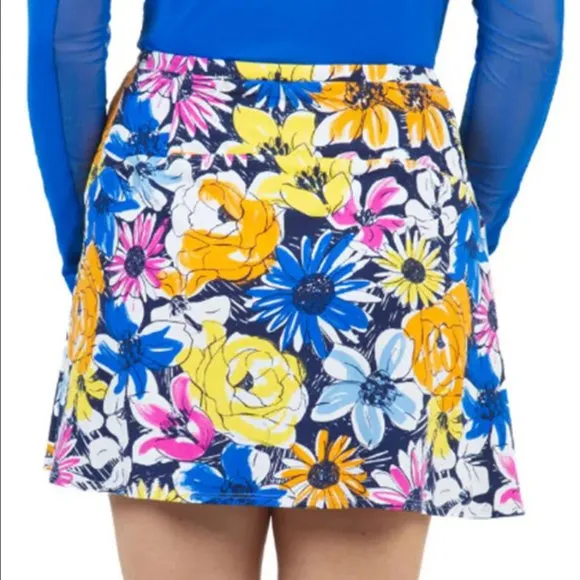IBKUL Women's Swing Skort Orange Medeline Print