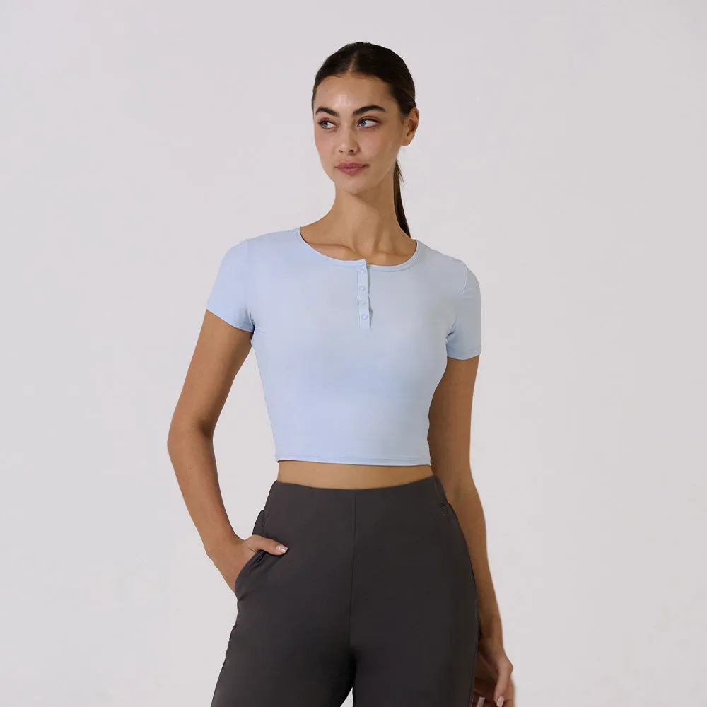 Icefresh Cropped Short Sleeve with Button