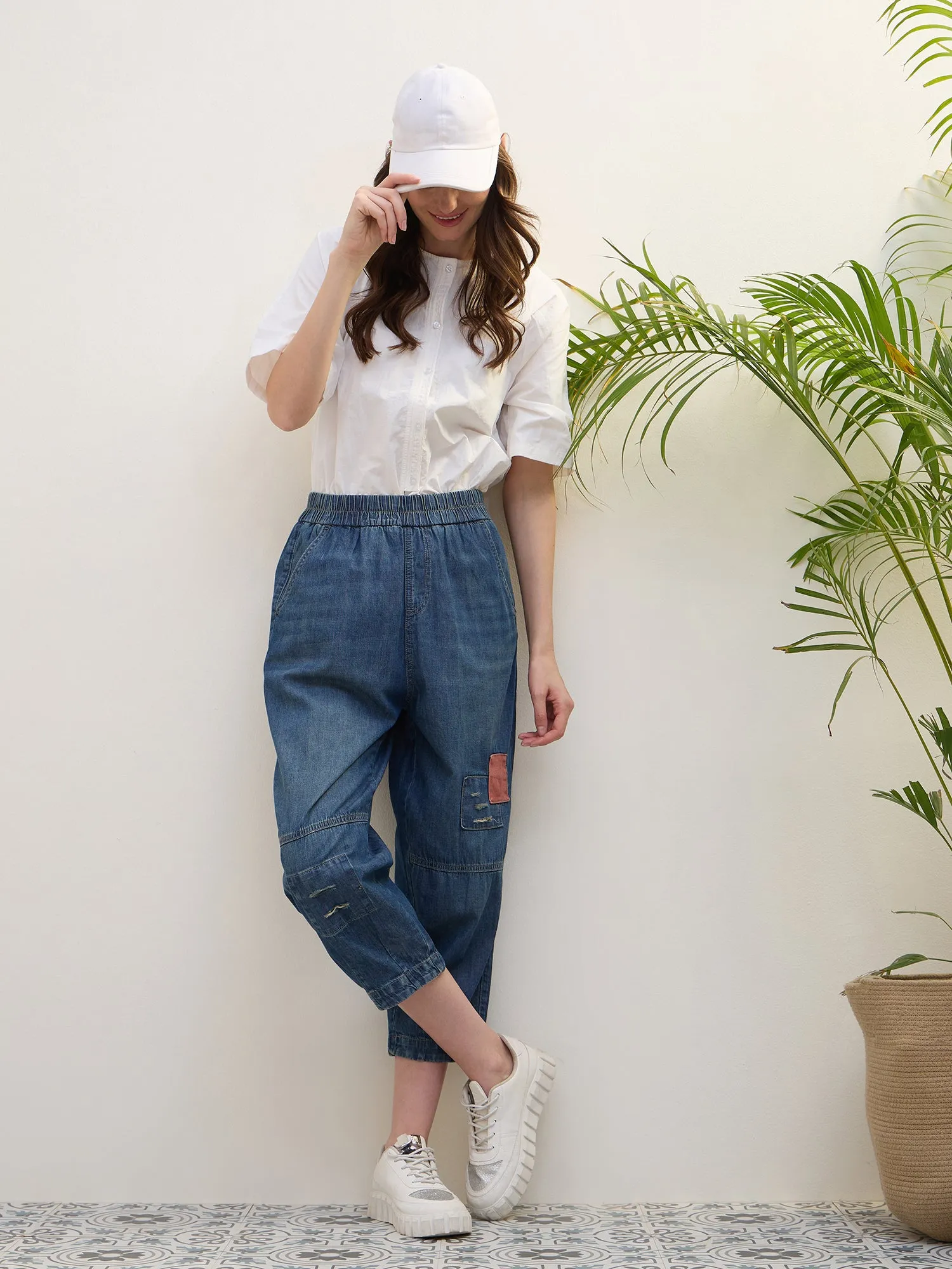Iconic Women Blue Loose Fit Solid Jeans