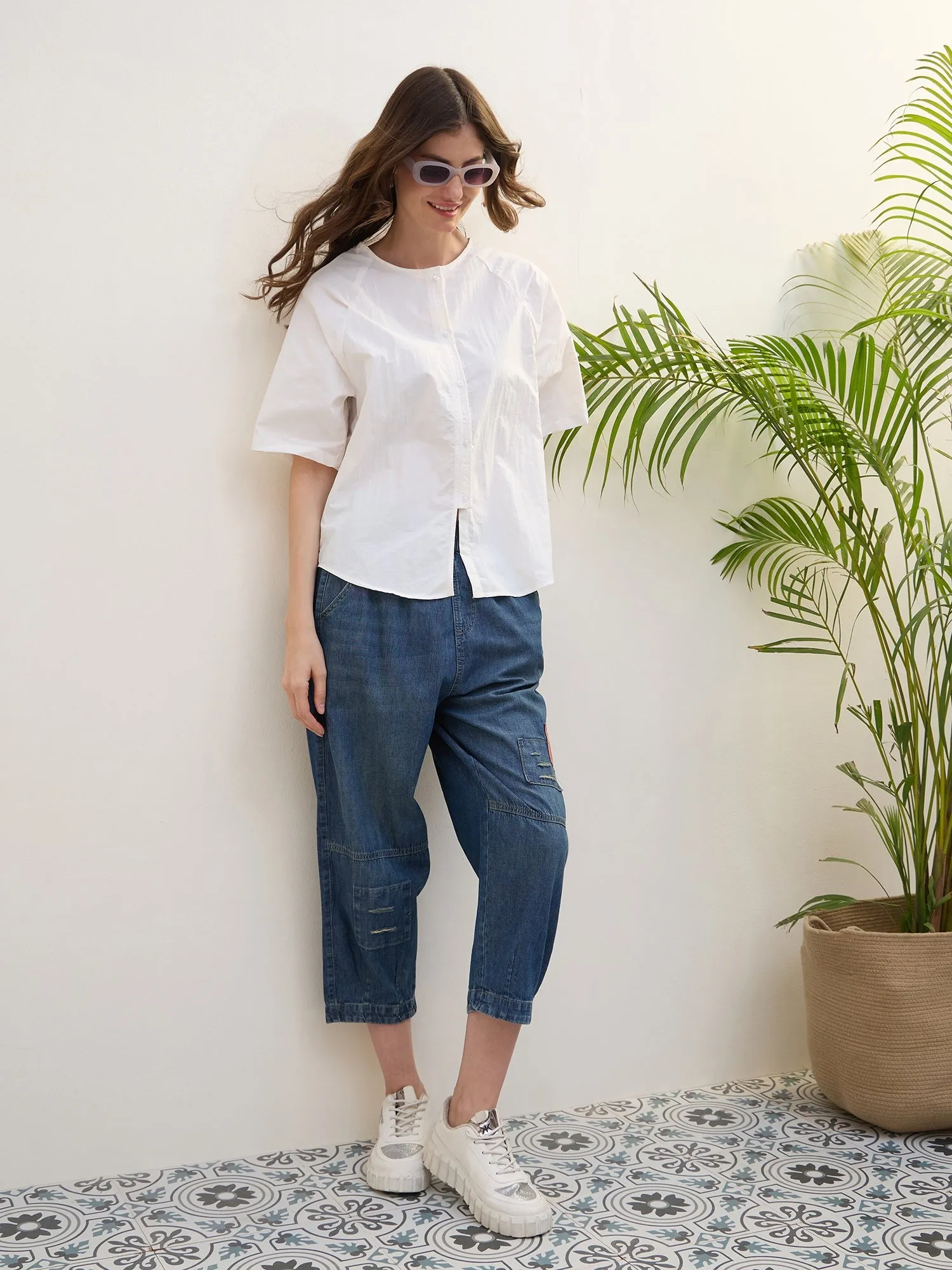 Iconic Women Blue Loose Fit Solid Jeans