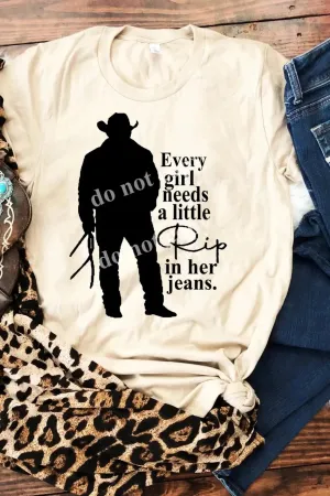In her Jeans Tee