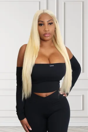 Invigora crop top open shoulder long sleeve