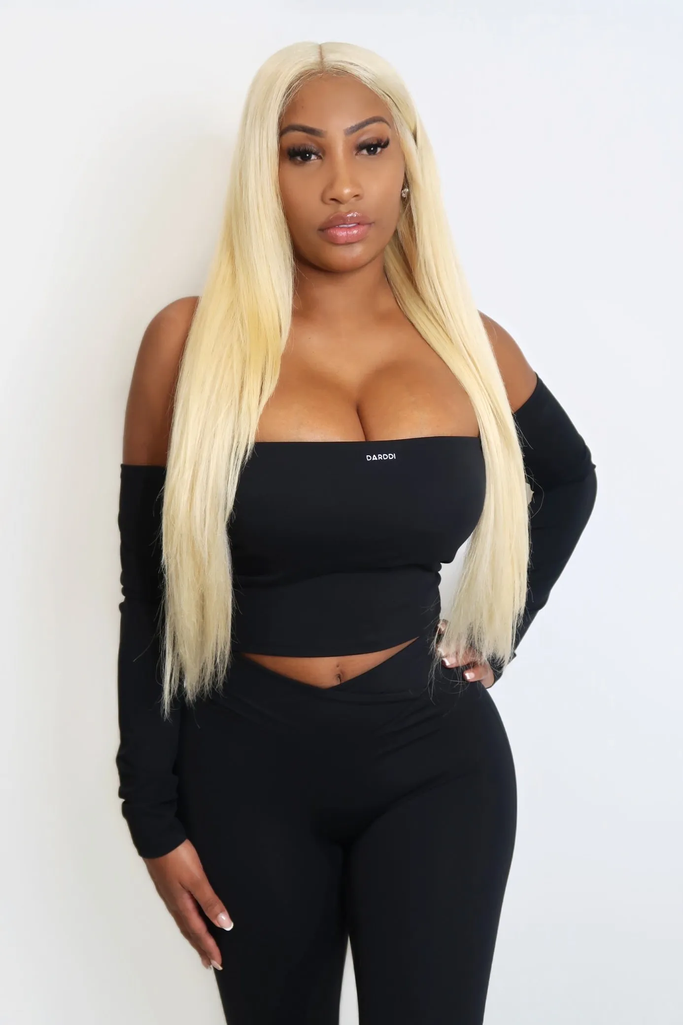 Invigora crop top open shoulder long sleeve