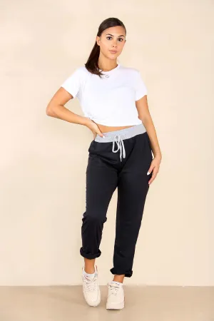 Italian Stretch Cotton Trousers ~ Solid Black