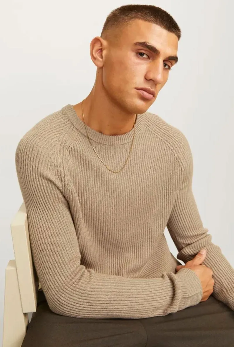 JACK AND JONES PANNEL CREW KNIT