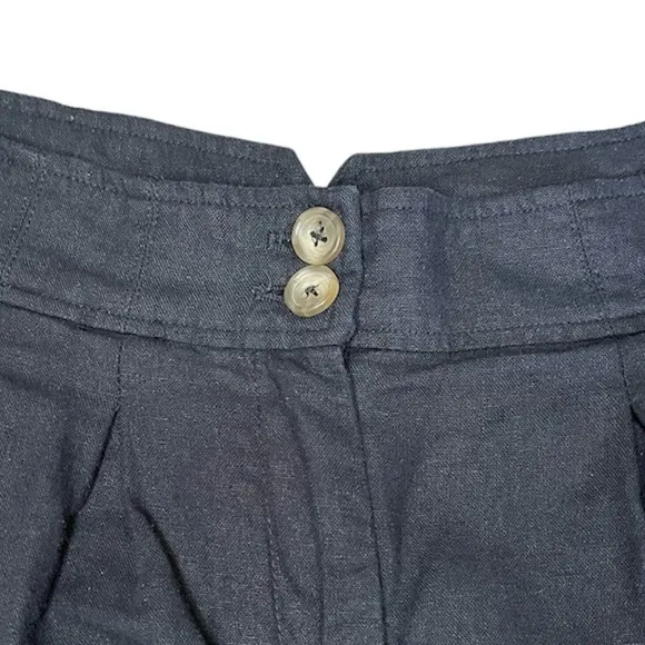JASON WU | Black Linen Pleated High Rise Shorts Size 6