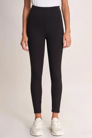 Jegging De Tiro Alto De Punto Negro
