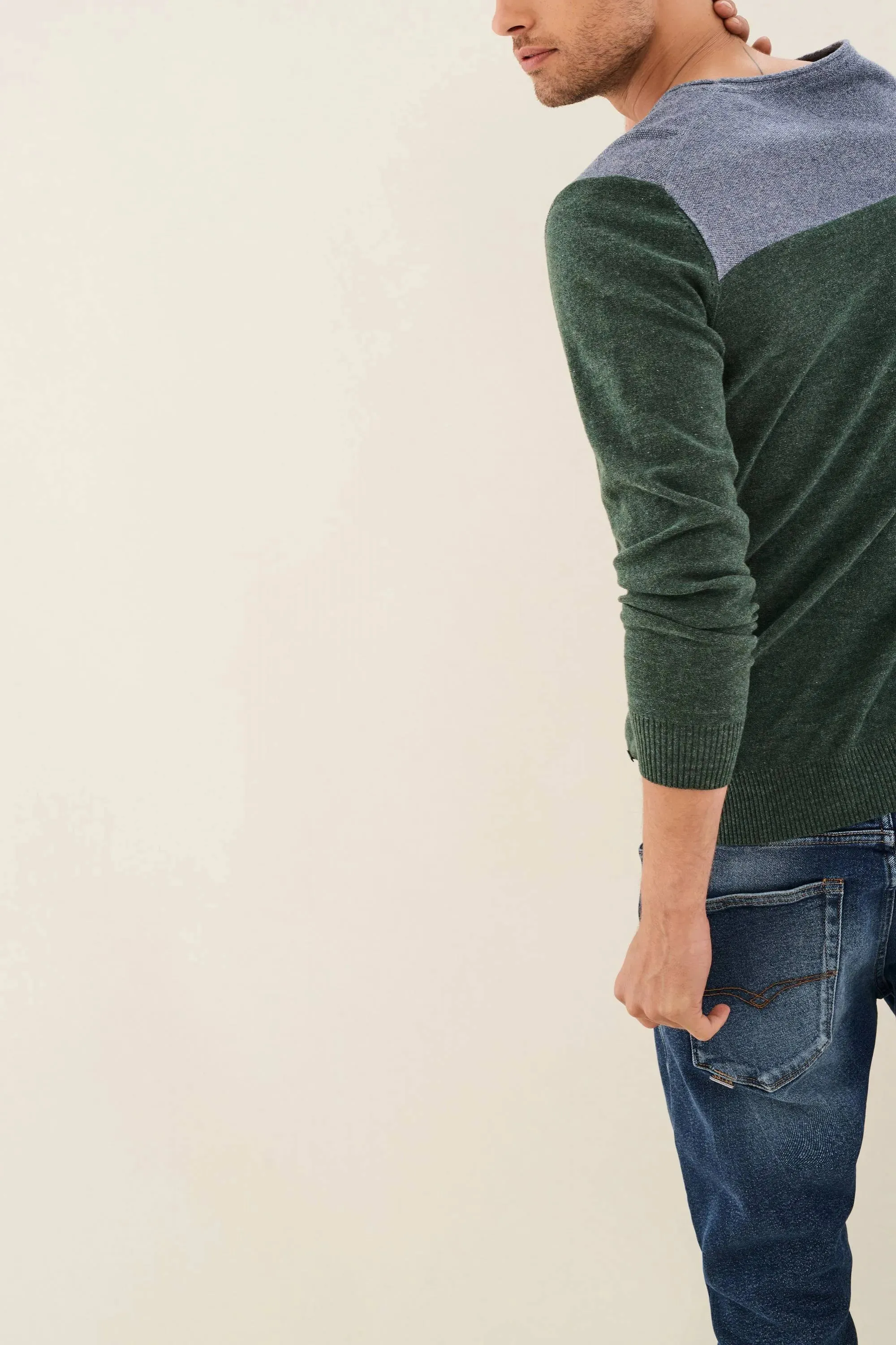 JERSEY TEXTURIZADO VERDE Y GRIS