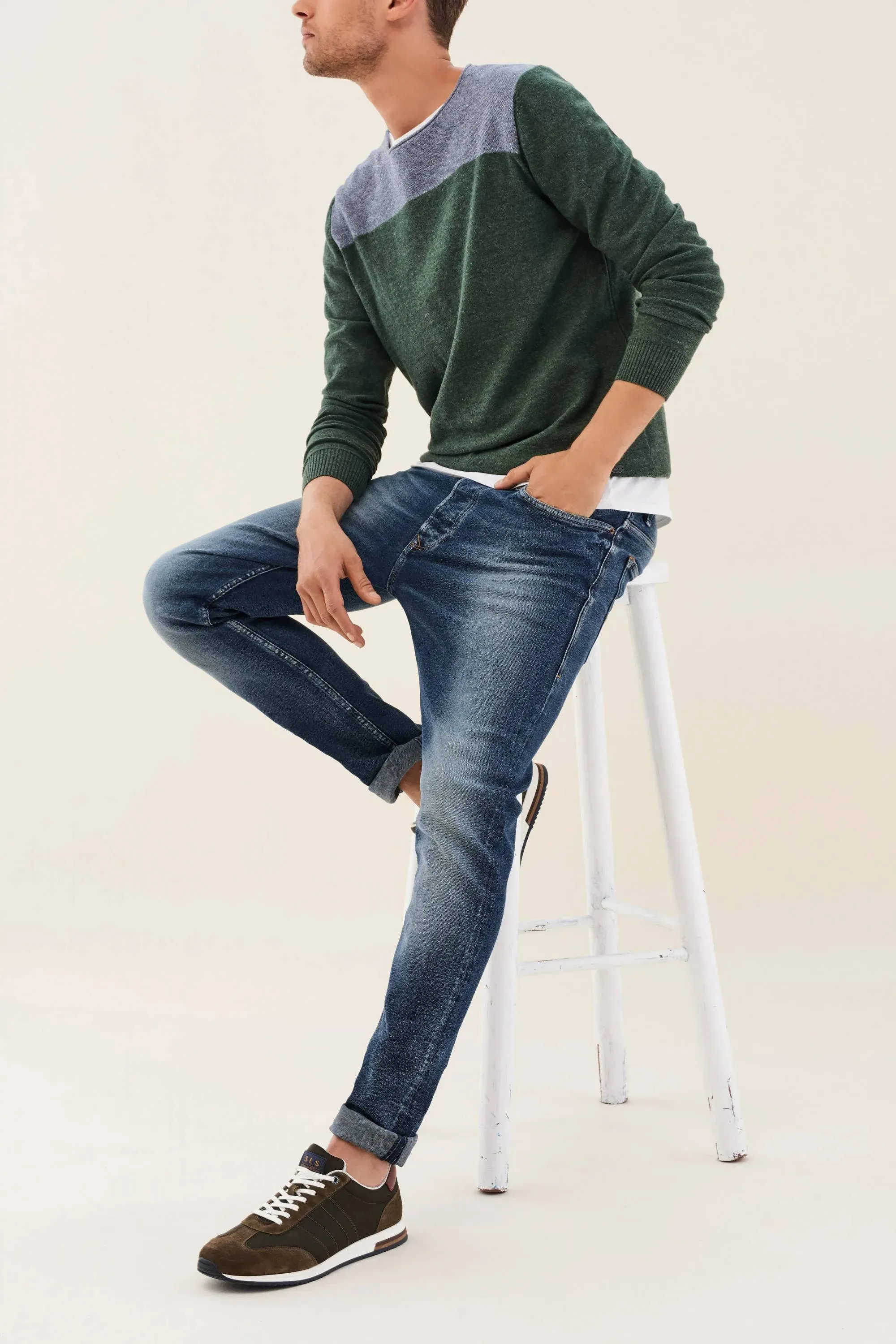 JERSEY TEXTURIZADO VERDE Y GRIS