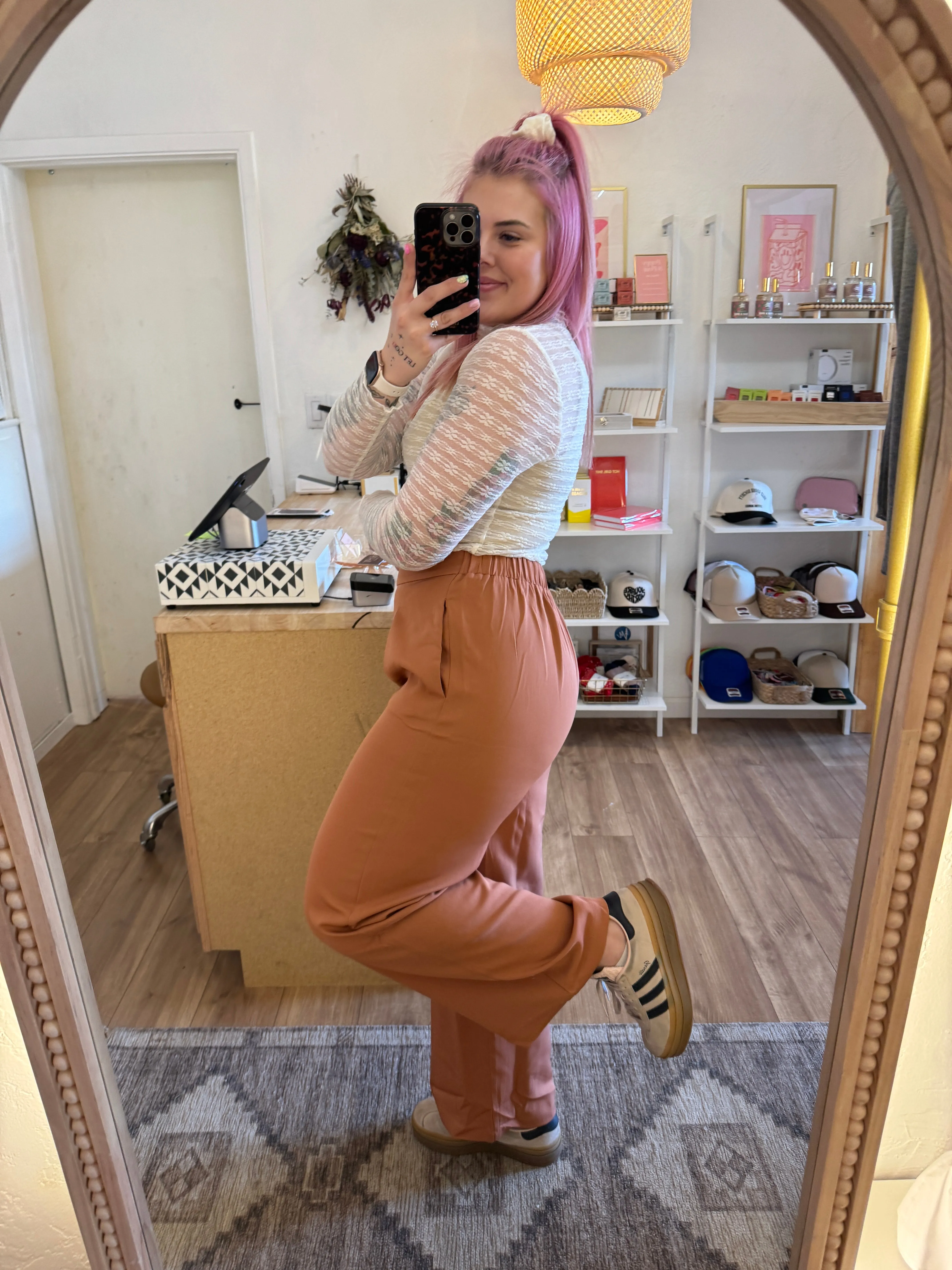 Just Peachy Pleated Trouser Pants