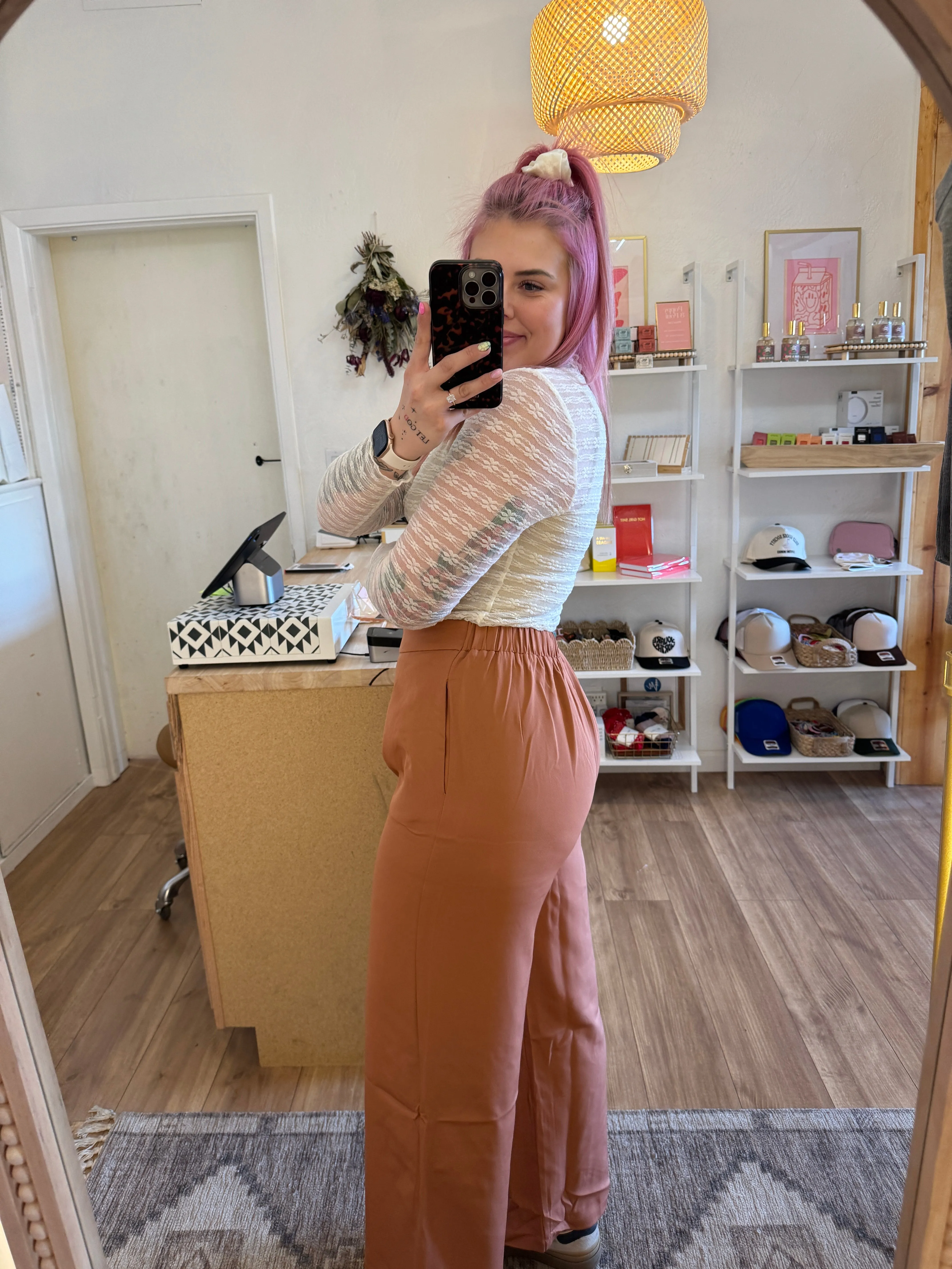 Just Peachy Pleated Trouser Pants