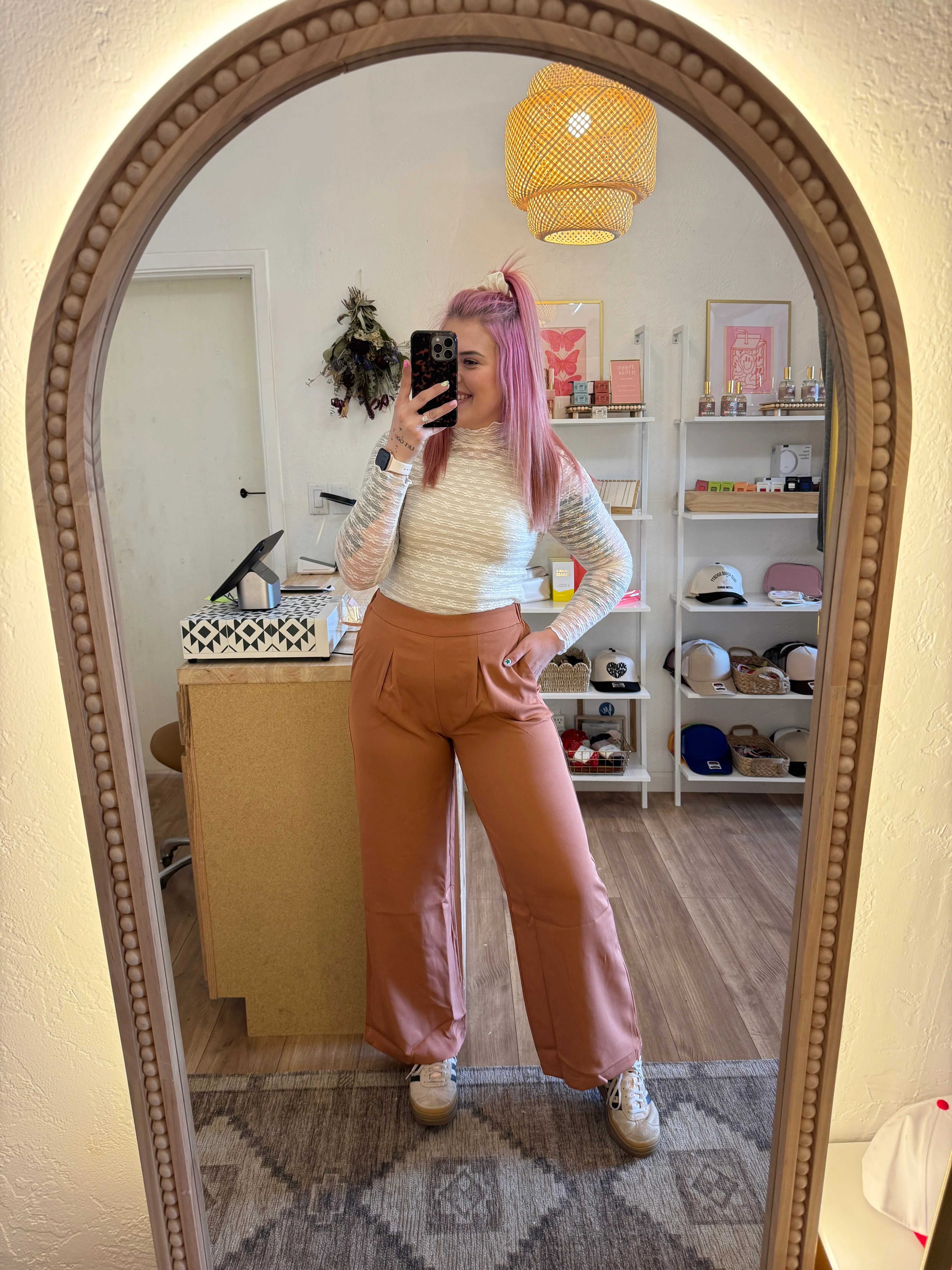 Just Peachy Pleated Trouser Pants