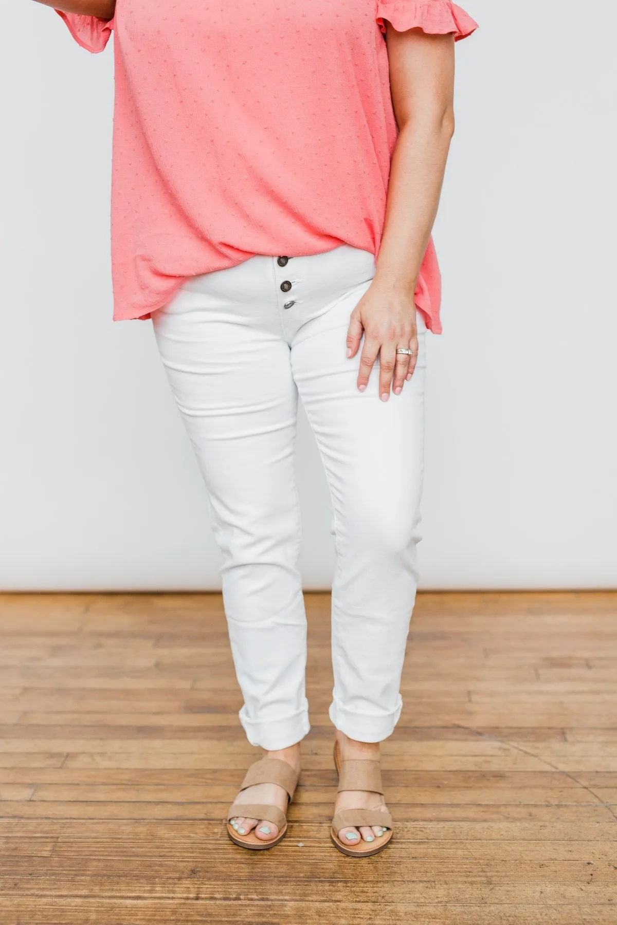KanCan Button Fly Jeans- White Hope Wash