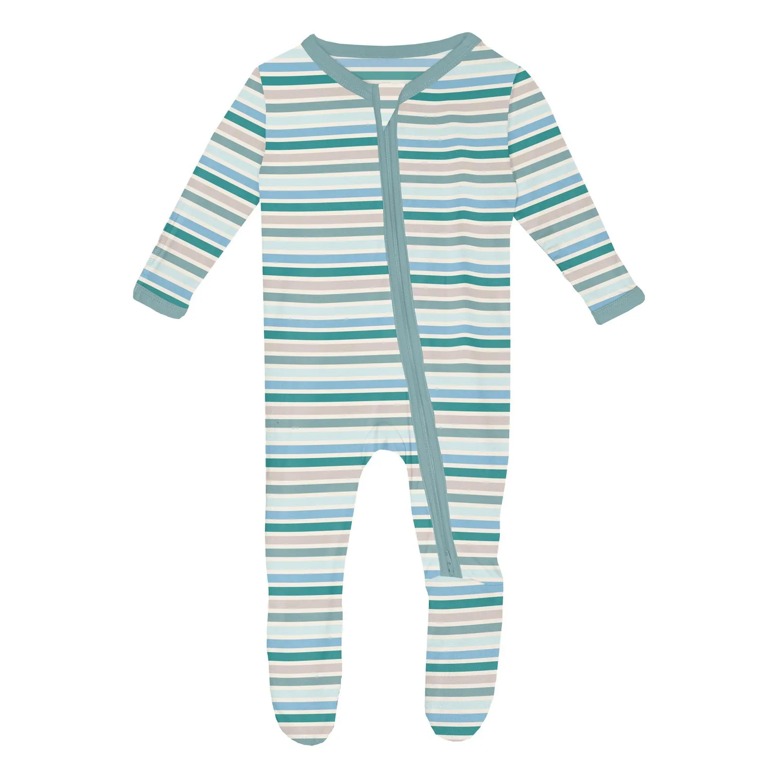 Kickee Pants Print Classic Footie with 2 Way Zipper- Lakeside Stripe