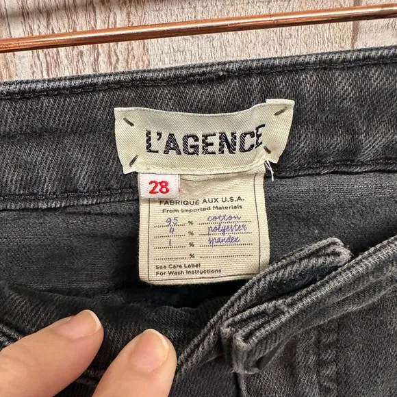 L’ Agence high rise distressed style black jeans