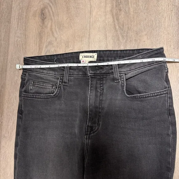 L’ Agence high rise distressed style black jeans