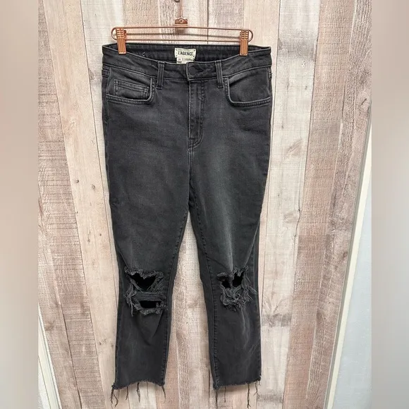 L’ Agence high rise distressed style black jeans