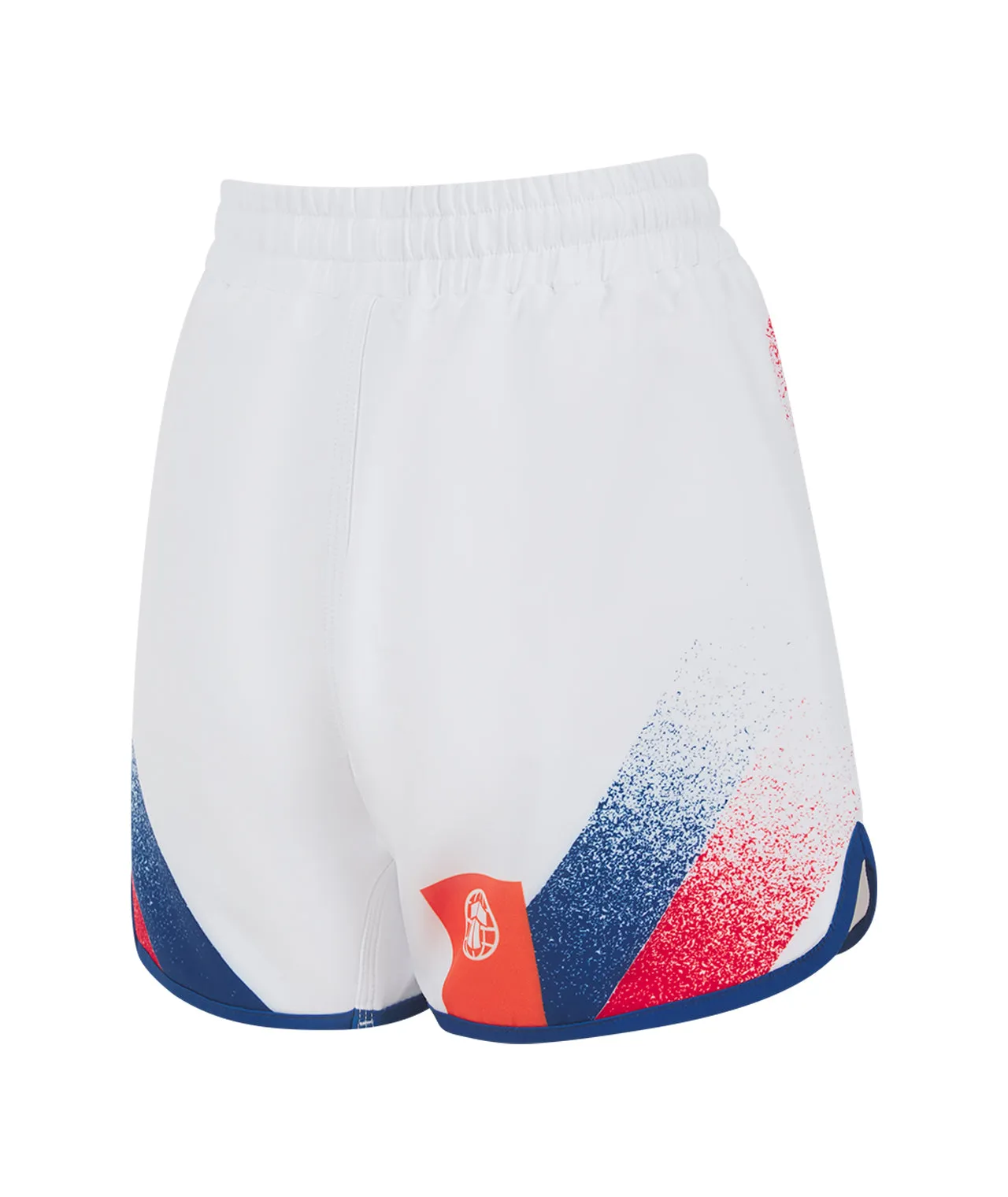 Ladies Abstract High Cut Shorts - White & Navy