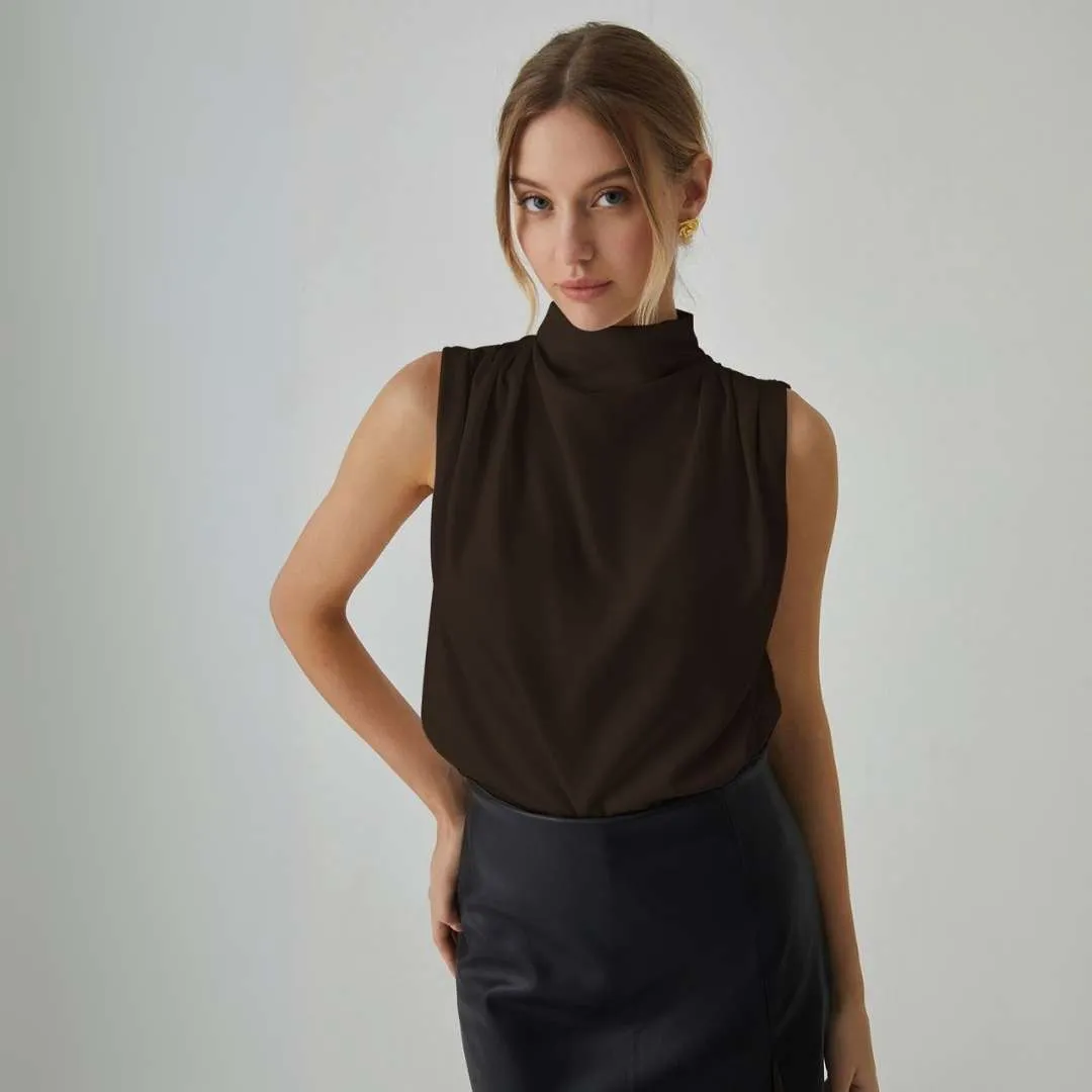 Layla™ | Elegant Pleated High Neck Blouse