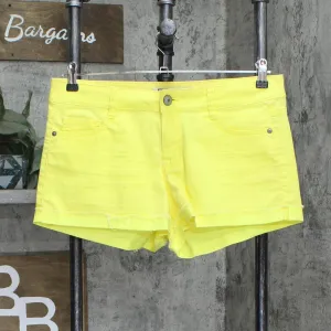 L.e.i Ashley Lowrise Lightweight Rolled Cuff Shorts Yellow See Measurements