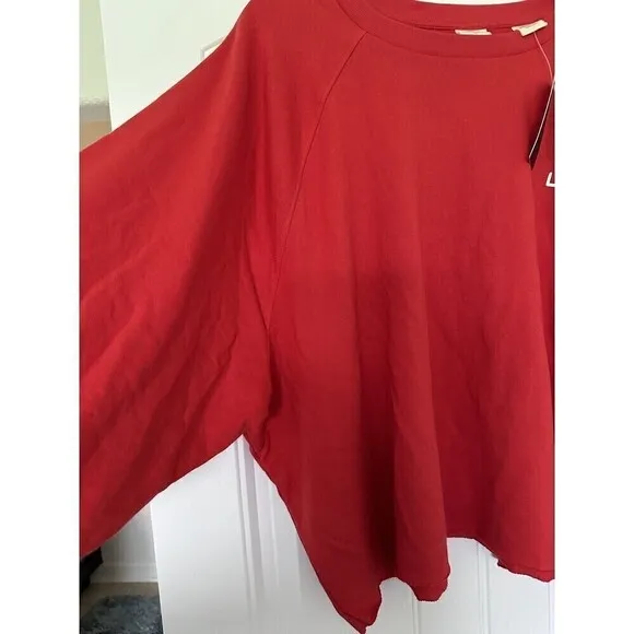 Levi's Women's Plus Size Comfy Cozy Sweatshirt &amp; Jogger set Valiant Poppy 4X