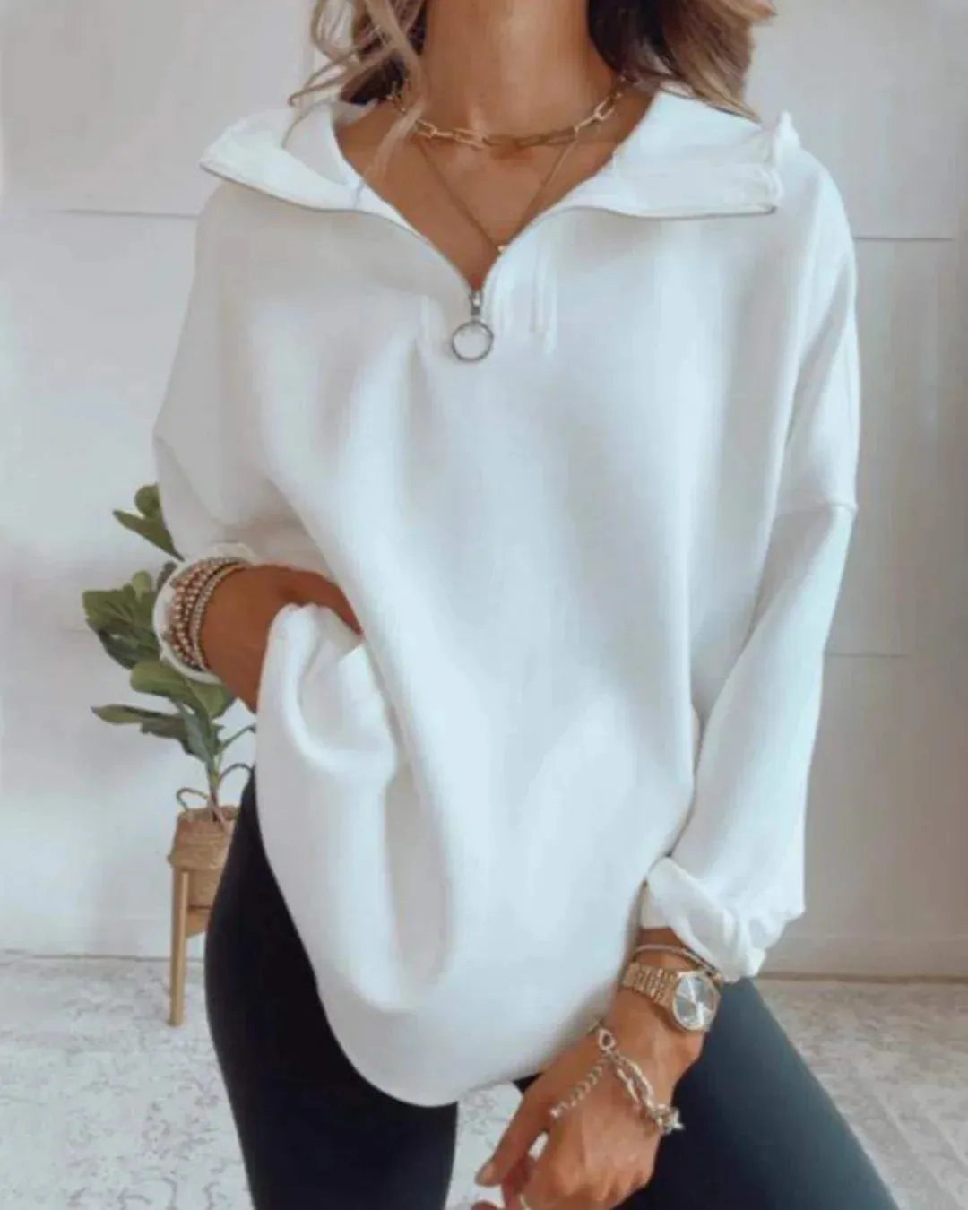 LIANA - LOOSE FIT QUARTER-ZIP HOODIE