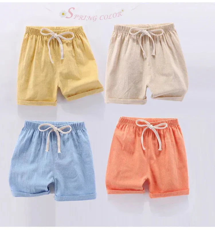 Lightweight Cotton Linen Shorts - Breathable Summer Trousers for Boys And Girls