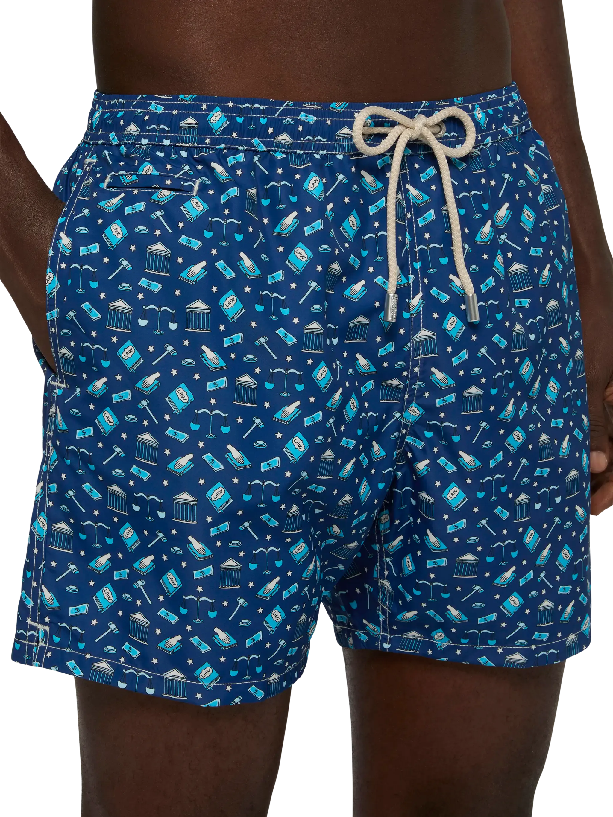 Lightweight fabric swim shorts Lighting with lawyer mood print