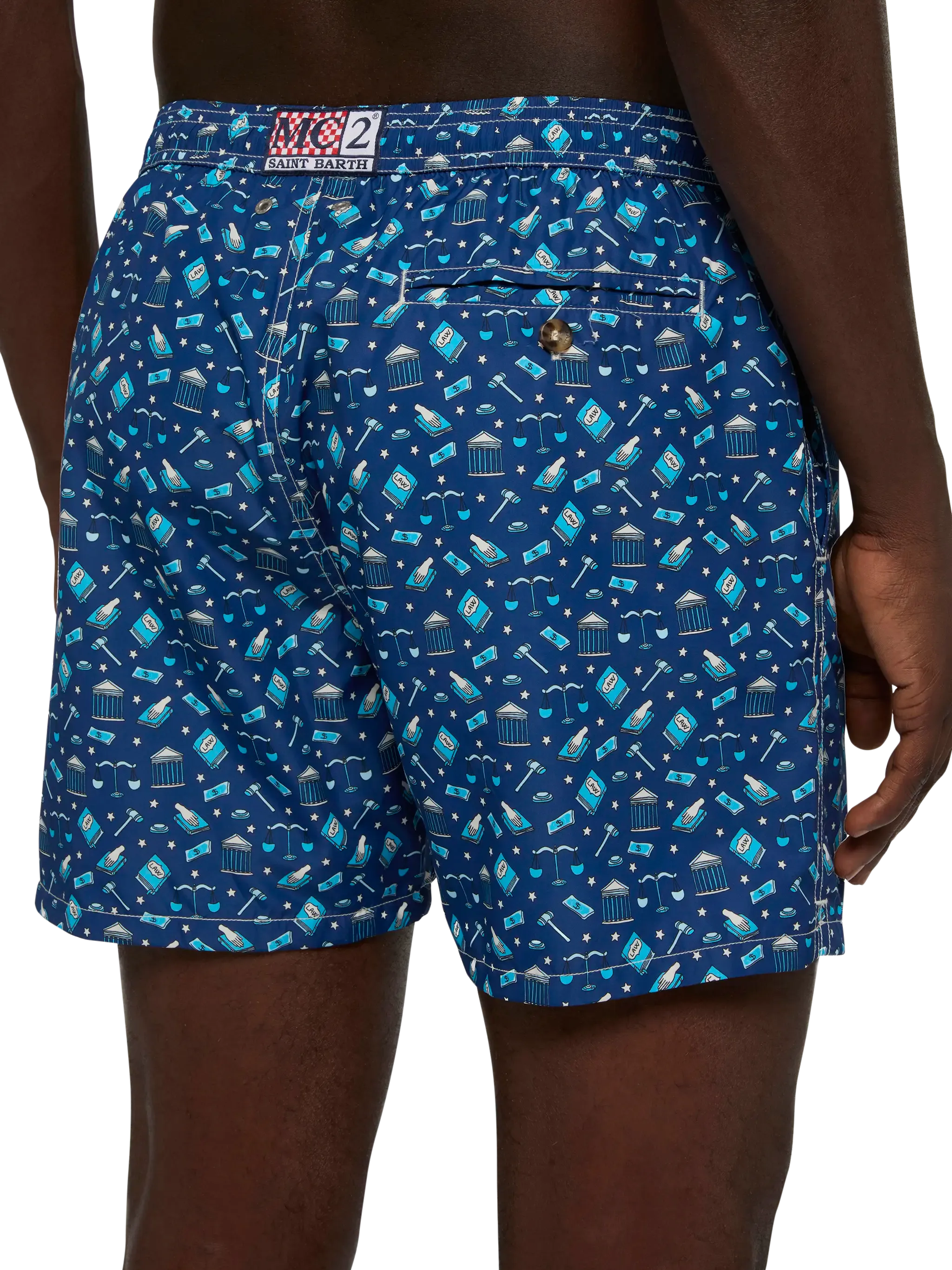 Lightweight fabric swim shorts Lighting with lawyer mood print