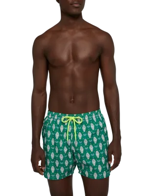 Lightweight fabric swim shorts Lighting with watch print