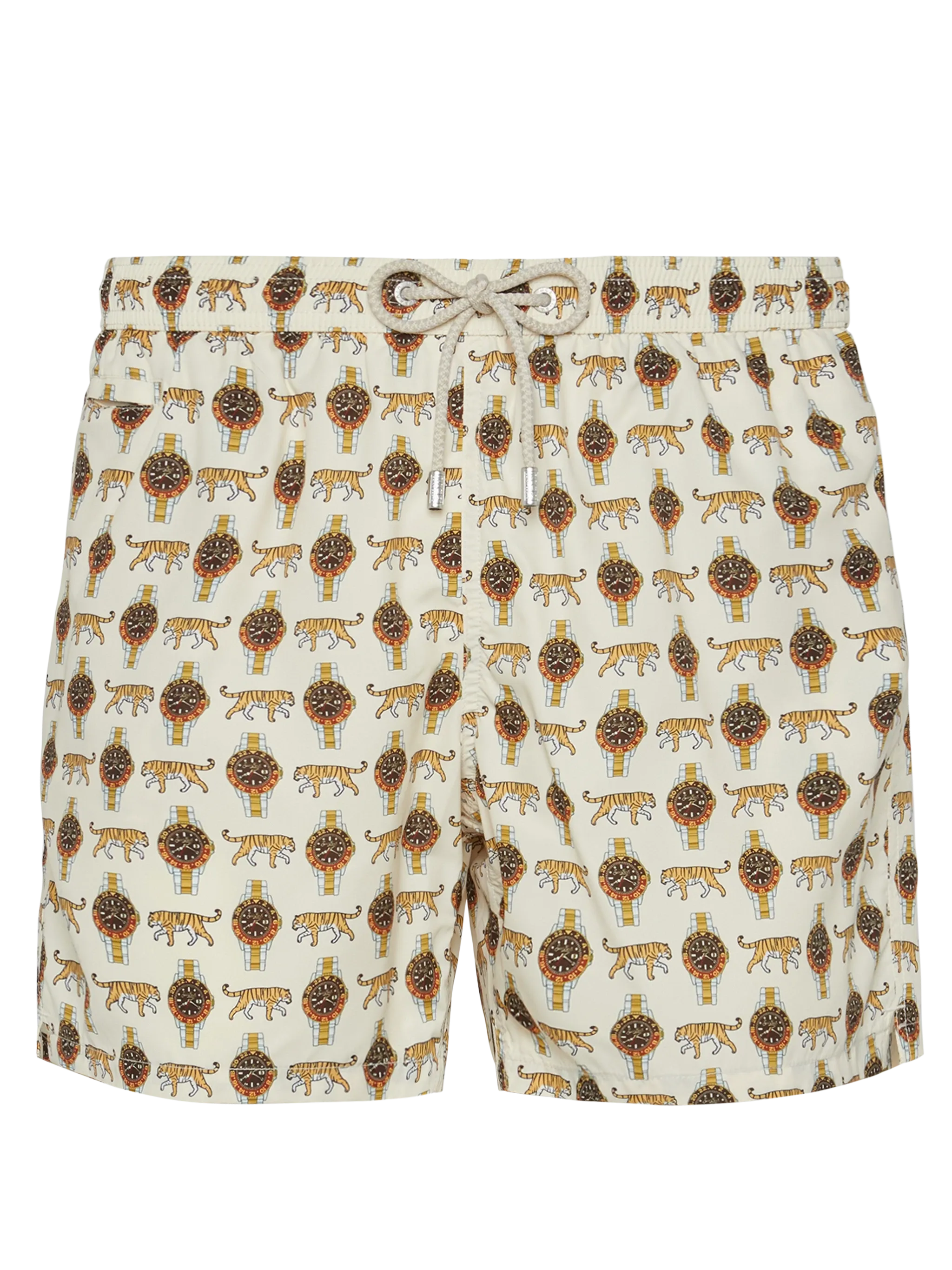 Lightweight fabric swim shorts Lighting with watch print