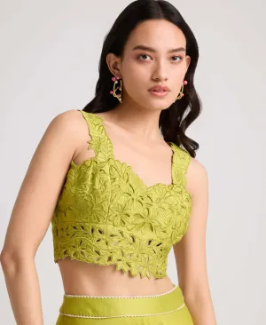 Lime green cutwork bustier