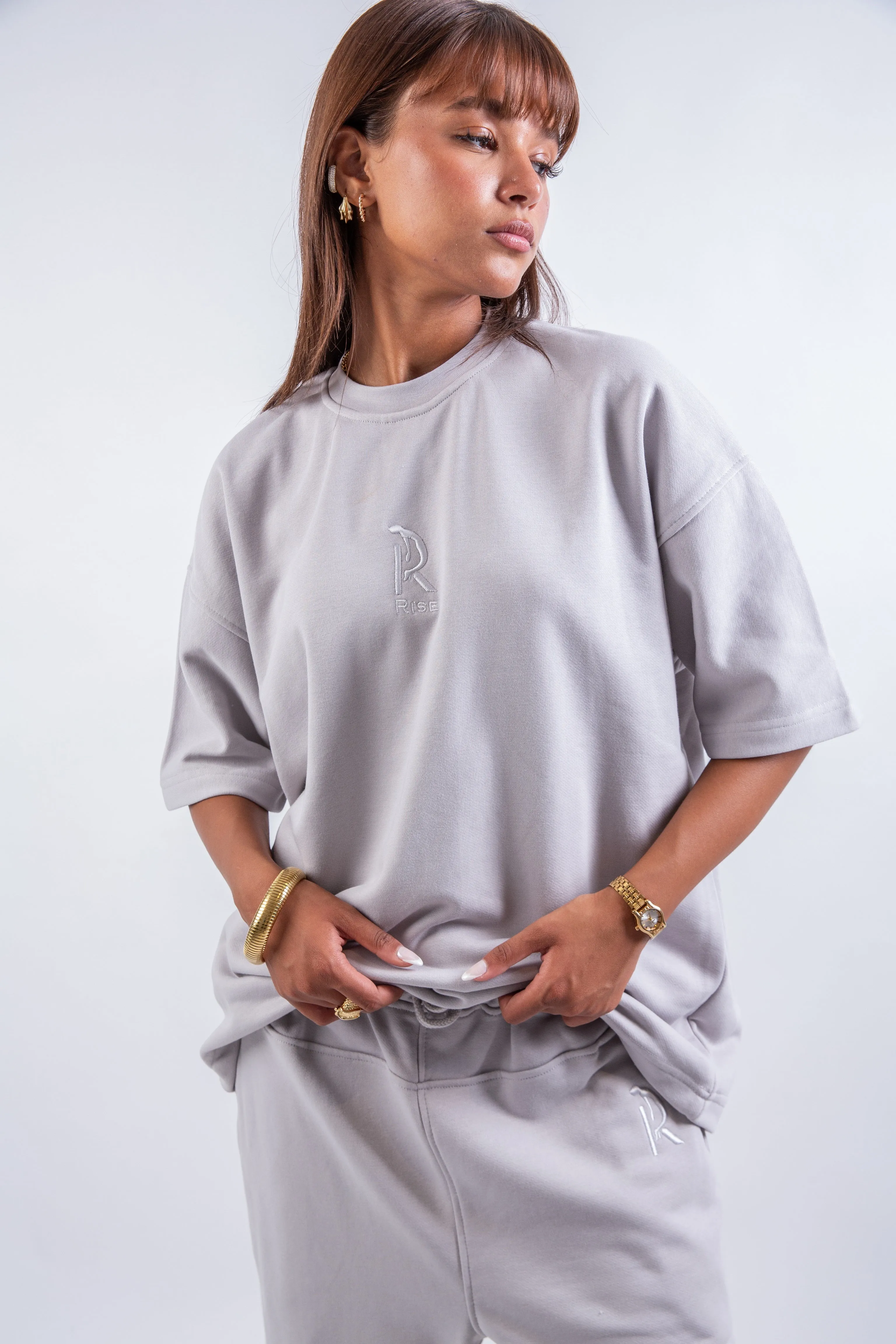 Limited Edition Droopy pants & Short Sleeve T-shirt Silver Set