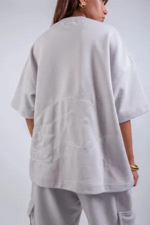 Limited Edition Droopy pants & Short Sleeve T-shirt Silver Set
