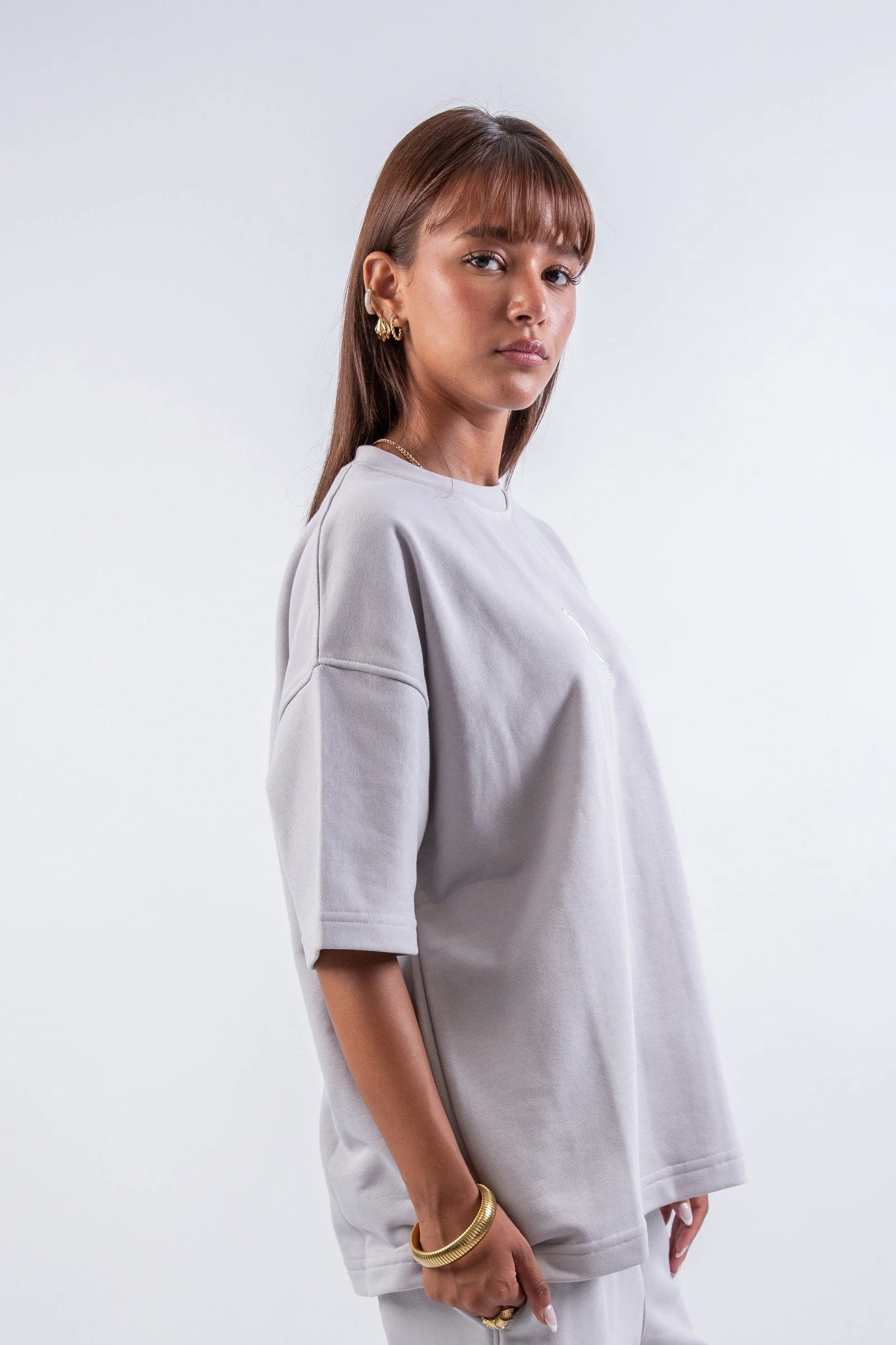 Limted Edition Sweatpants & Short Sleeve T-shirt Silver Set