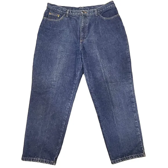 L.L. BEAN Double L Relaxed Fit High Rise Flannel Lined Jeans Women's Size 18P
