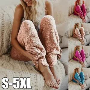Long Pajama Pants with Fleece Material and Elastic waist