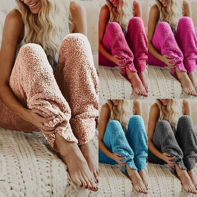 Long Pajama Pants with Fleece Material and Elastic waist