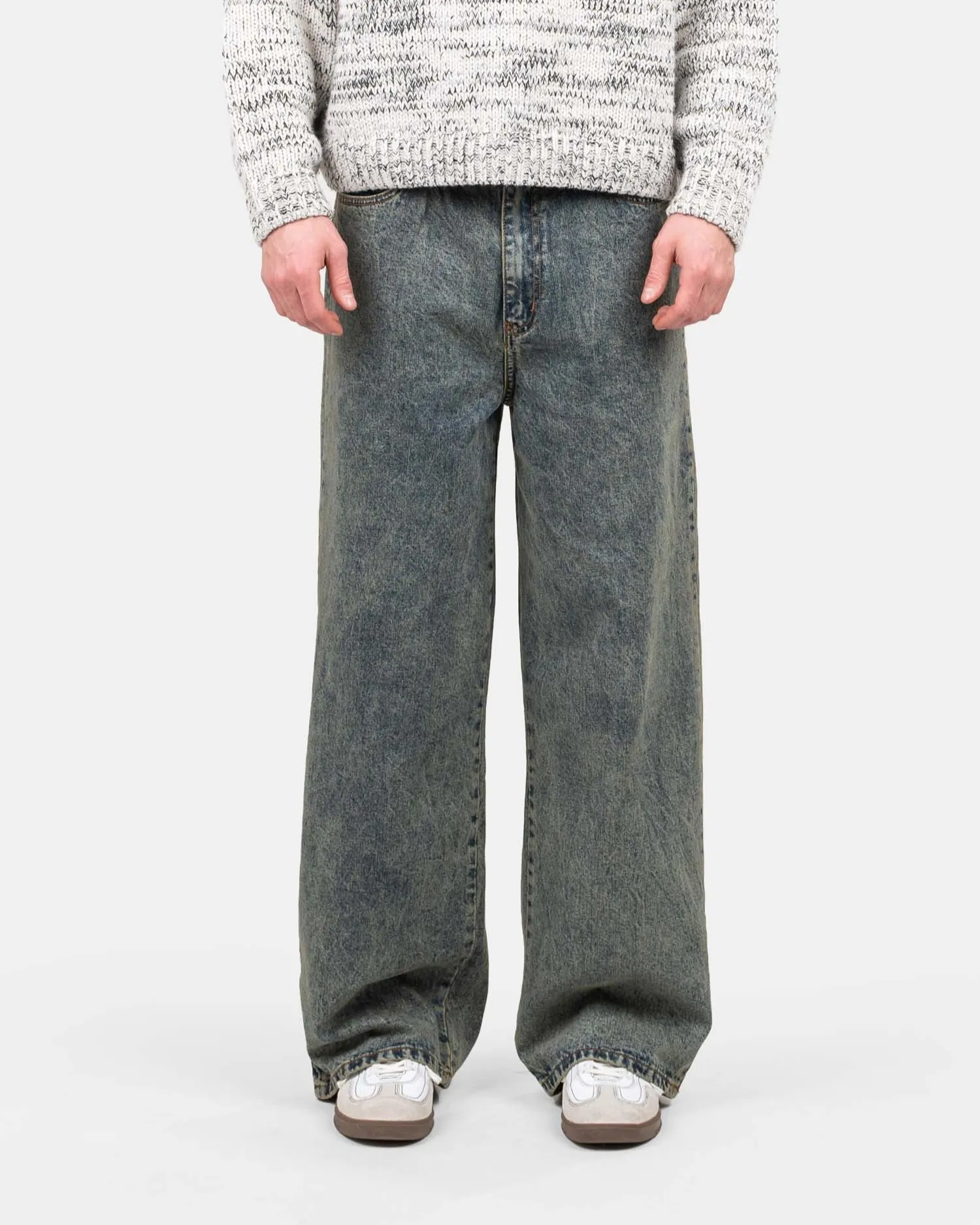 Loose Fit Denim Jeans Mid Blue Vintage Wash