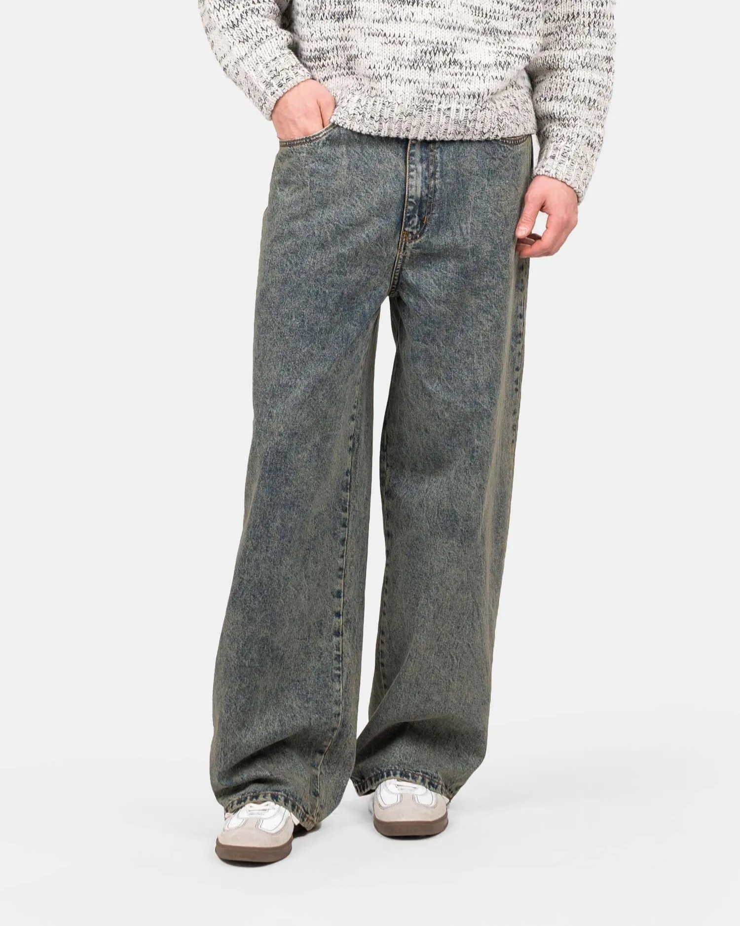 Loose Fit Denim Jeans Mid Blue Vintage Wash