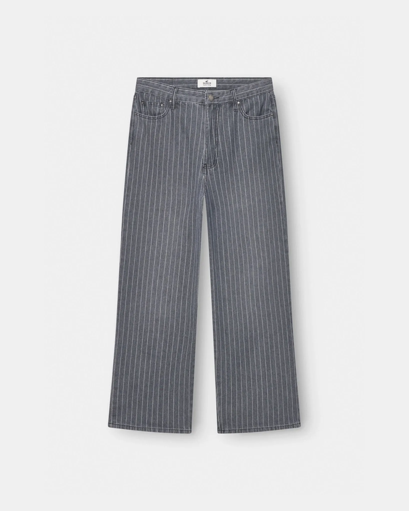 Loose Fit Denim Jeans Washed Pinstripe