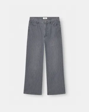 Loose Fit Denim Jeans Washed Pinstripe